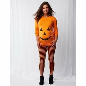 Orange jack o lantern pumpkin 2 piece outfit
